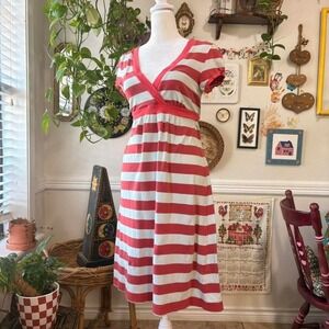 Vintage Y2K Aeropostale Stripped Babydoll V-neck Short Sleeve Shirt Dress Small